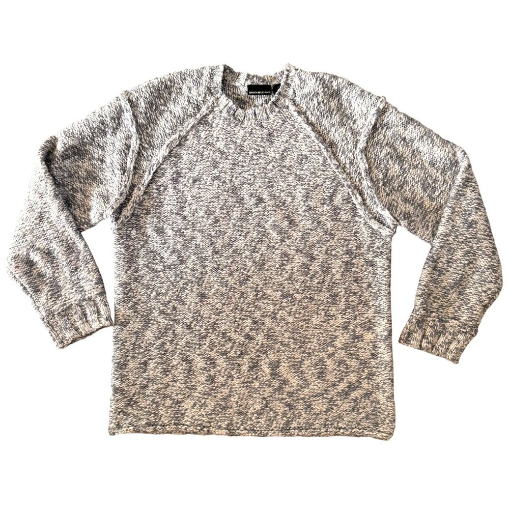 DKNY Jeans Oversized Sweater Womens L Knit Chunky Boxy‎ Pullover Marled Grunge